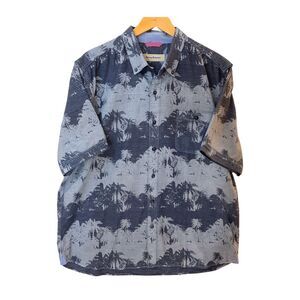 Tommy Bahama Mens Blue L Hawaiian Shirt Camp Short Sleeve Button Up Tropical